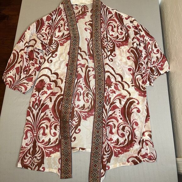 Soft Surroundings Womens L/XL Jakarta Kimono Top Open Front Lightweight Cover Up - Picture 5 of 12